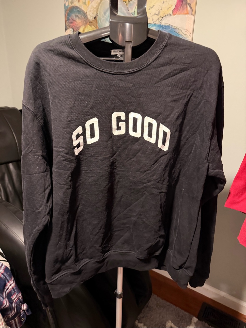 Good American Black 'SO GOOD' Crewneck Sweatshirt